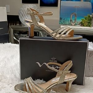 Nina Glittering Gold Strappy Heels